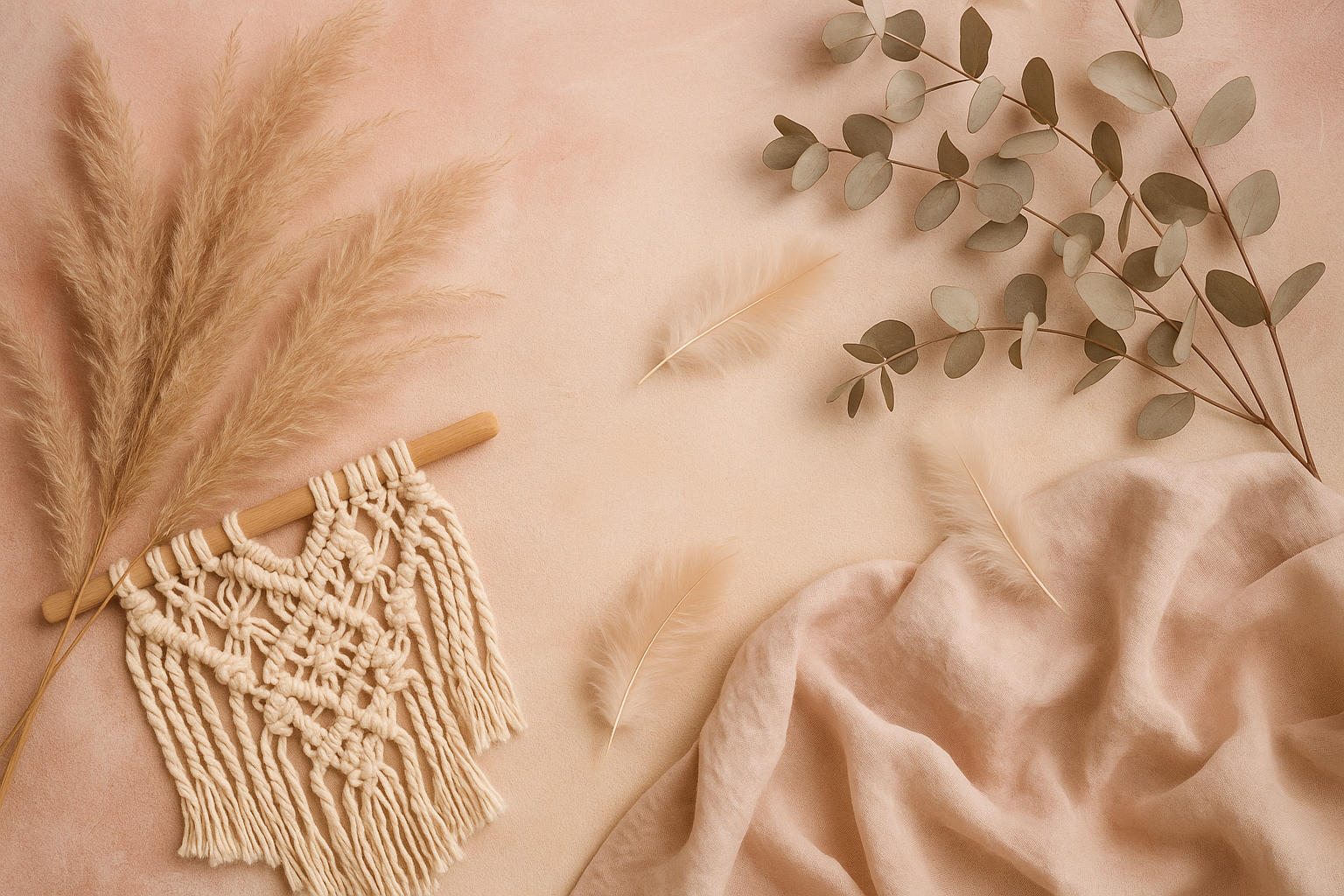 boho pink and natural background